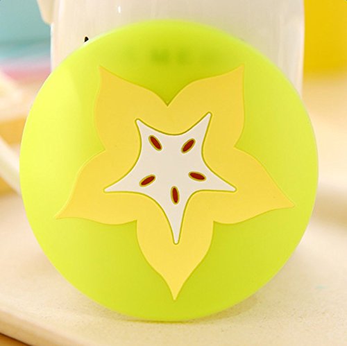Nikgic Obst Muster Runde Glasuntersetzer Silikon-Untersetzer Rutschfeste Getränke-Untersetzer Untersetzer für Tassen Tisch Bar Glas (6 Stück) - 5