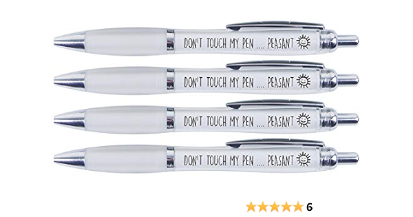 Don T Touch My Pen Peasant Pens X 4 Funny Pens Joke Pens Amazon Co Uk Stationery Office Supplies