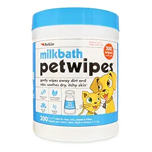 Petkin Extra Mega Valu Milkbath Petwipes 200 ct, Green