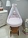 10 pcs Set - wicker crib moses basket bassinet including complete furnishings, Modell:rosa - big wheels