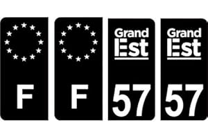 BEARN 57 Moselle logo 2 noir autocollant plaque immatriculation auto ville sticker Lot de 4 Stickers - Angles : arrondis