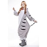 Free Fisher Damen/ Herren Schlafanzug Pyjama, Tier Kostüm, Katze Grau, Gr. L (Körpergröße 170-178 CM) - 