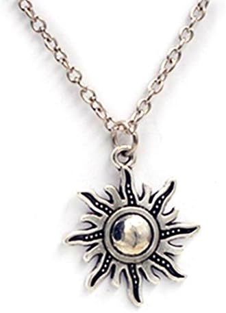 JapanAttitude Pendant silver chain necklace Gothic Vintage Sun Radiance, Blocks