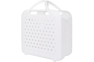 KEPUARM Panier à linge en plastique pliable et portable, Panier de Rangement, Corbeille à Linge Pliable, Capacité de 48L, Comprend des Trous d'Aération, Peu Encombrant et Portable (Blanc)