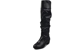 UMore Botas Altas Invierno Mujer, Botas de Nieve Caña Ancha Zapatos Mujer Cuña Planos Sintética Peluche Jinete Bajo Cómodos Peludas Calentitas 2024