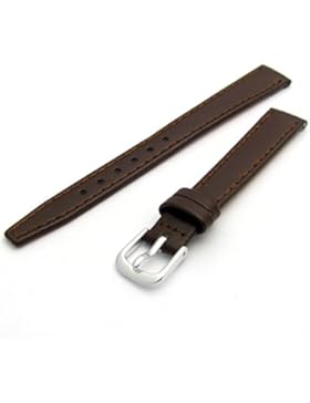 Feine genäht Kalb Leder Uhrenarmband Band mit Pins 8mm braun mit Chrom (Silber Farbe) Schnalle Scheinwerferbirne...