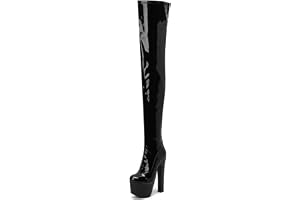 WOkismD 17 cm/6,69 tum nattklubb sexiga stövlar tjocka sulor lårhöga knähöga stövlar påldansande stövlar