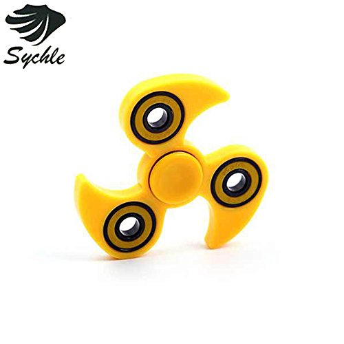 Tri-Spinner Fidgets Toy Plastic EDC Sensory Fidget Spinner For Autism and ADHD Kids/Adult Funny Anti Stress Toys (Yellow)