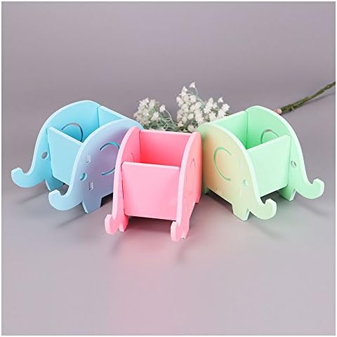 2PC Wooden Plastic Cute Elephant Phone Rack Multifunction Mobile Tray Desk Organizer Dual Use Pen Holder Office Stationery (Color Randomly Sent)