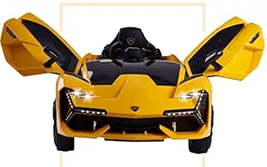 Baybee Huracan Rechargeable Battery-Operated Ride on Electric Car for Kids | Ride on Baby Car with USB Port & Music | Battery Operated Big Car for Kids to Drive 2 to 6 Years Boys Girls (Yellow)