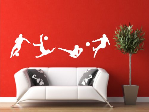 4 Fußballer Sihouletten Größe – SM – 60 cm x 14,4 cm – SCHWARZ - 2