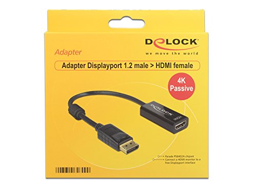 DELOCK Adapterkabel DisplayPort 1.2 Stecker > HDMI Buchse schwarz 4K Passiv