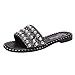 Produktbild ZIYOU Damen Sandalen mit Perle und Pailletten, Frauen Mode Sommer Rutschfeste Pantoffeln Strand Schuhe(Schwarz,35 EU)