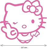 En lámina. Adhesivo decorativo para coche (15 cm), diseño de Hello Kitty guiñando el ojo