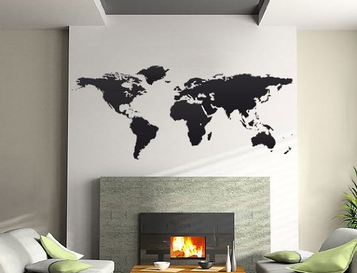 Bilderdepot24 Wandtattoo Wandaufkleber - Weltkarte 144x59cm - Qualitätsware direkt vom Hersteller