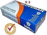  2 cajas de 100 (200) guantes de vinilo - sin polvo, sin látex y transparente. Talla: M