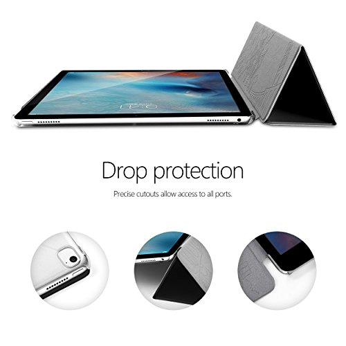 Poetic Slimline iPad Pro 12,9 Schlank Passen Tri-fold Cover Folio Stehhülle mit Automatische Schlaf / Wach-Funktion für Apple iPad Pro 12,9 (2017) Schwarz - 5