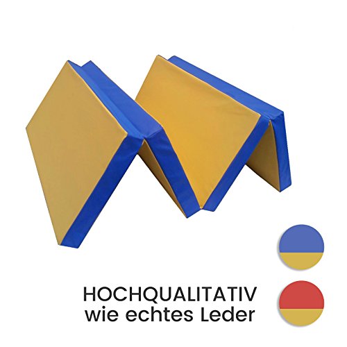 Gimnasia colchoneta Alfombra del piso Alfombra del piso soft plegable 200 x 100 x 8 cm Amarillo/Azul