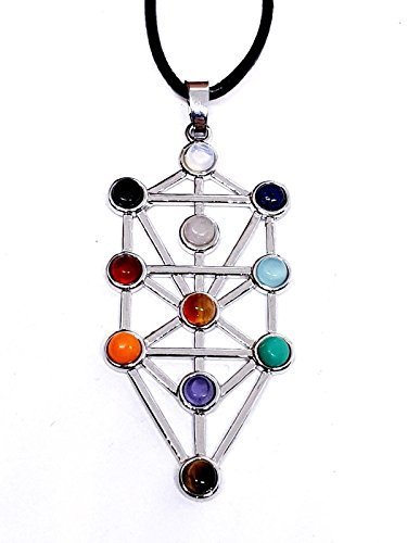 Eclectic Shop UkEclectic Shop Uk Tree Of Life Reiki Chakra Pendant Gemstone Kabbalah Leather Necklace Jewellery