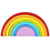 XLKJ Puzzle Rompecabezas Apliable Diseño de Arco Iris Madera Juguetes Educativos Aprendizaje 7 Color para Niños