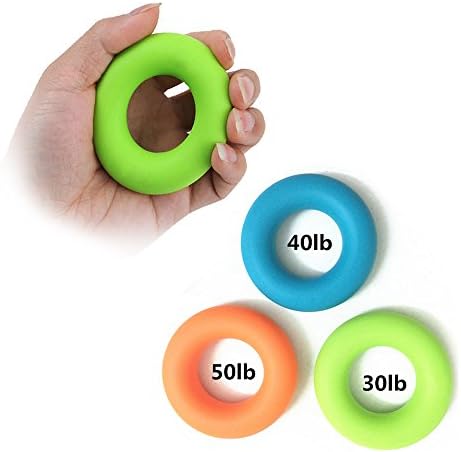 Kasstino 3PCS Set Hand Gripper Grip Silicone Ring Resistance Strength Trainer Exerciser