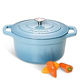 ProCook - Cocotte Faitout Ronde - Fonte Émaillée - Compatible Induction - Dégradé Turquoise - 24 cm / 4,7 L