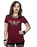 camisetas marvel comics piticas Cuello De Equipo DC Comics mujer Wonder Woman Logo Camiseta Medium borgoña