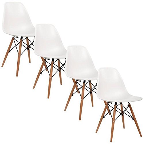 WV LeisureMaster Silla de plástico silla de comedor Juego de 4 Sillas color Blanco