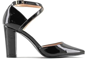 MODELISA - Zapatos De Tacón Ancho Salón Punta Hebilla Tobillo Mujer