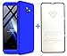 Produktbild AILZH Hülle für Samsung Galaxy J6 Plus 2018 Hülle+Gehärteter Glas Folie 360 Grad HandyHülle PC Hartschale Anti-Schock Schutzhülle Stoßfänger Bumper Cover Case matt Schutzkasten(Blau)