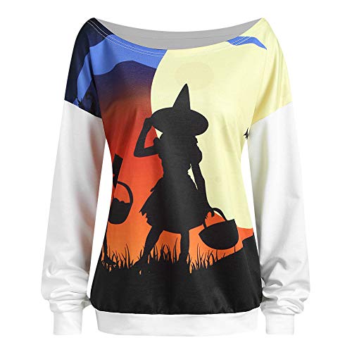 Kingwo Sweat-Shirt Imprimé Femme Diable Halloween T-Shirt à Manches Longues à Imprimé