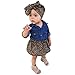 Produktbild feiXIANG kleinkind Hemdkleid Tanzkleidung in frauenkleider outfits jeans - hemd + rock + Stirnband 3pc setzen Mädchen Langarm Tops A-Linie Rock Printkleid kleider (120, Blau)