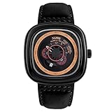 SSQ-CXO Herren Quarzuhr, Multifunktions-Kalender-Zeiger-Anzeige Zink-Legierung Zifferblatt Premium-Lederband 30 Meter Wasserdichte Uhr