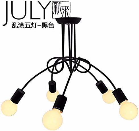 Jubaopen Iron Retro Chandelier Bar Counter Bedroom Bedroom Living Room Café, Black 5