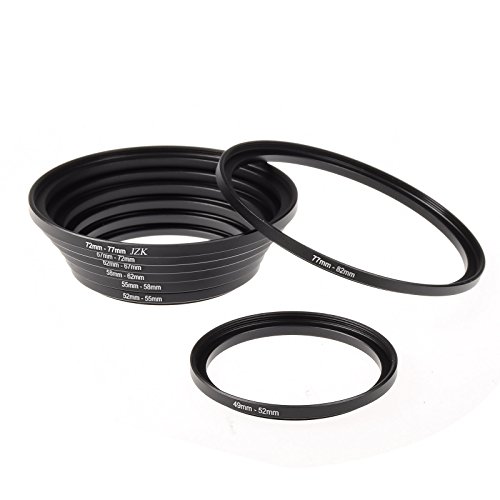 JZK   82 77 72 67 62 58 55 52 49mm R  glage Anneaux de lentille Filtre Adaptateur 8pcs Metal Step up Rings Lens Adapter Filter Set For Canon Nikon