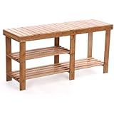 SoBuy Schuhregal, Sitzbank, Bank, Schuhbank, Bambusbank, Hocker