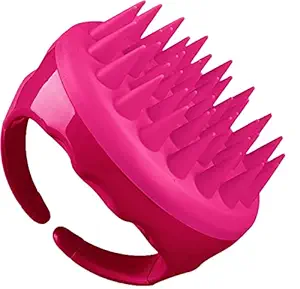 QIQI Silicone Hand Shampoo Brush Scalp Massager Hair Brush Wet Dry Comb Head Scrubber 100% Comfortable for Hair Improve Blood Circulation for Men, Women Pets (Pink)