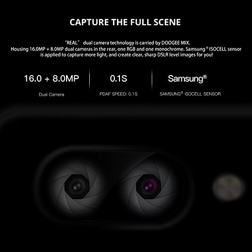 DOOGEE MIX 4G FDD-LTE Smartphone Android 7.0 5.5 Pollici Octa-core 2.5GHz 6GB RAM 64GB ROM Doppia Fotocamera Posteriore16.0MP + 8.0MP Front 5.0MP Batteria 3380mAh Impronta Digitale Dual Sim Carica Rapida