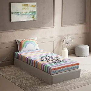 DDECOR - Rainbow 100% Cotton Single Bedsheet with 1 Pillow Covers, Purple