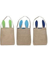 3 Pack Osterhasen Taschen Osterkorb Jute Sackleinen Bunny Taschen 25 x 30 cm