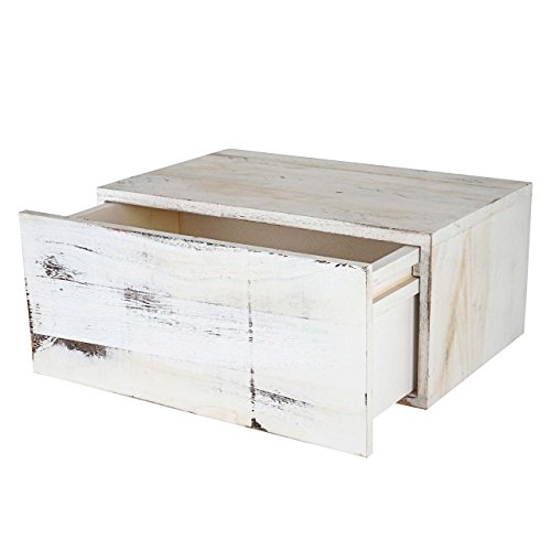 Wandregal Dinant, Schubladen-Regal, Shabby-Look Vintage, 21x46x30cm ~ weiß - 4