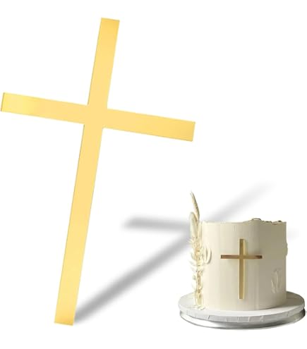 Eleganti 4pz Decorazioni per Torta a Croce in Acrilico * - * per Battesimi, Cresime & Celebrazioni della * - * per la Decorazione della * dei Dolci