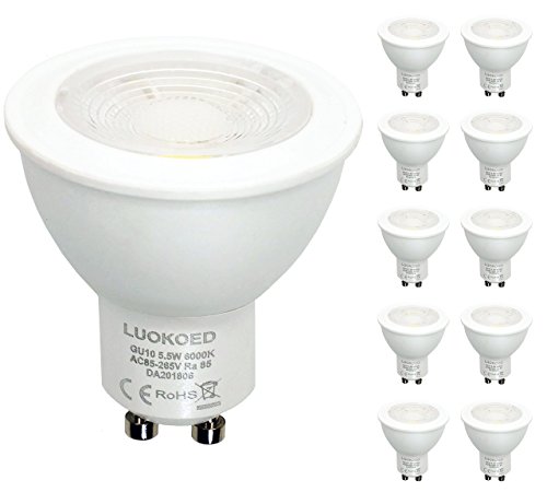 Lamparas Gu10 LED COB Foco 500lm Equivalente a 50W Luz Blanca Fria 6000K LUOKOED