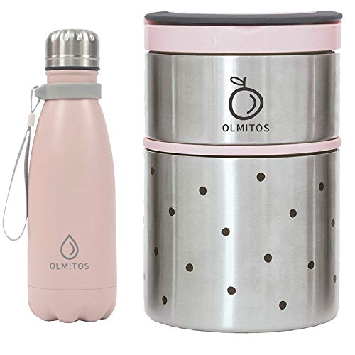 Pack Termos Rosa : Termo de Solidos y Termo de Liquidos de Acero Inoxidable.