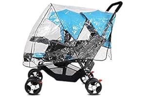 FAKEFACE Universal Stroller Raincover Twins Strollers Double Tandem Baby Stroller Transparent PVC rain Cover for Pushchair Pram Buggy Rainproof Windproof Rain Cover with Canopy