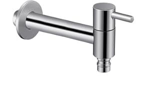 SHUILTAD Rubinetto per lavabo da bagno in acciaio inox a parete, rubinetto per acqua fredda, rubinetto per acqua fredda, rubinetti per lavabo da giardino, filettatura G1/2 ''