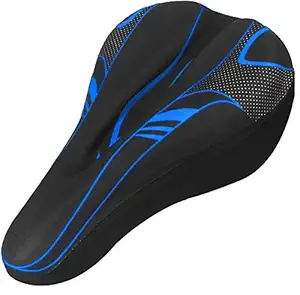 Alexvyan Soft Silicone Gel Saddle Seat & Cycling Cushion Pad Bicycle Cover -Black with Blue