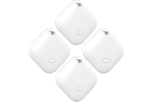 BuLuHAHA Key Finder, Bluetooth Tracker Works with Apple Find My (iOS Only), Luggage Tracker for Suitcases, Replaceable Battery, Waterproof, Airtag for Keys, Bags, Luggage & Pets. (White, 4 Pack)