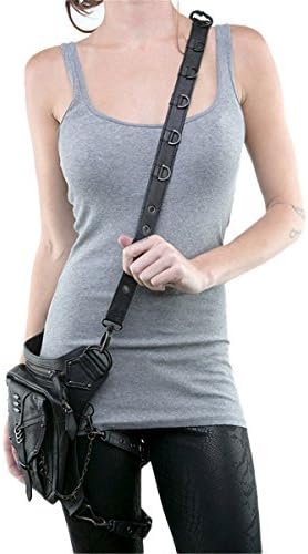 Black Leather Punk Leg Thigh Hip Holster Wallet Purse Pouch Mini Waist Packs/Messenger Bag