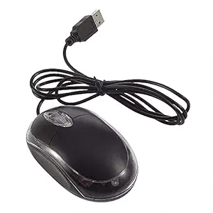 Jeeban Solutions Wired USB Mouse, 2000 DPI Optical Tracking, Ambidextrous PC/Mac/Laptop - Black